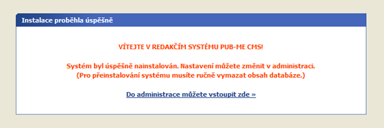 Instalace proběhla úspěšně