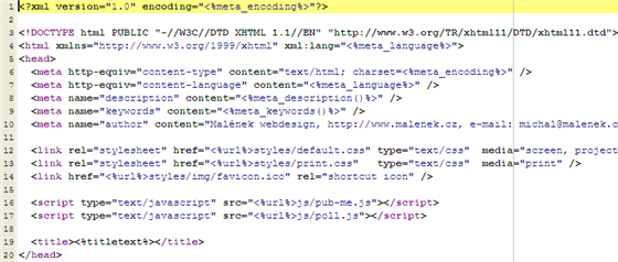 Ukázková XHTML šablona