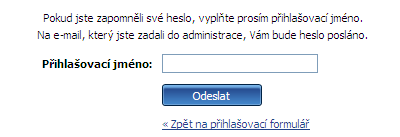 Žádost o zaslání přihlašovacích informací