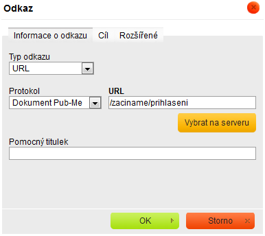 Dialogové okno s otkazy